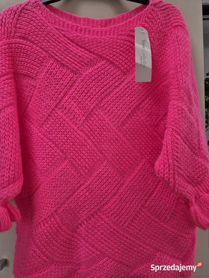 Made In Italy Sweter Fuksja Wytlaczane Romby Poznań