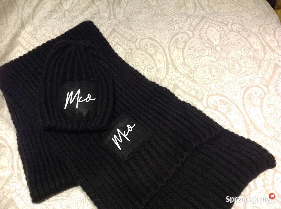 Komplet Damski Czapka z Szalikiem Czarny S M Nowa Sól