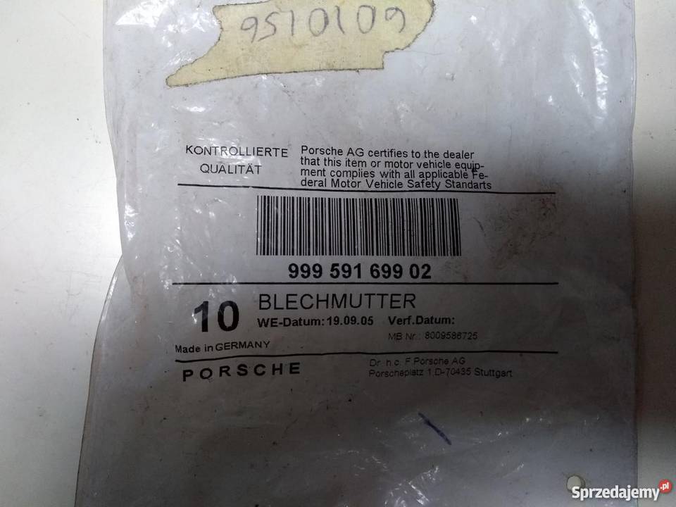 PORSCHE 997 nakrętka zderzaka przód podkładka Pilzno