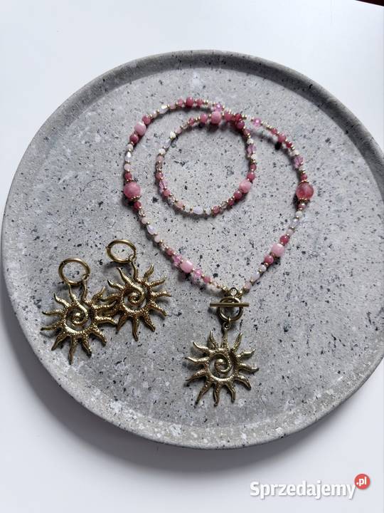 Naszyjnik kamienie naturalne kolczyki kwarc Zakopane