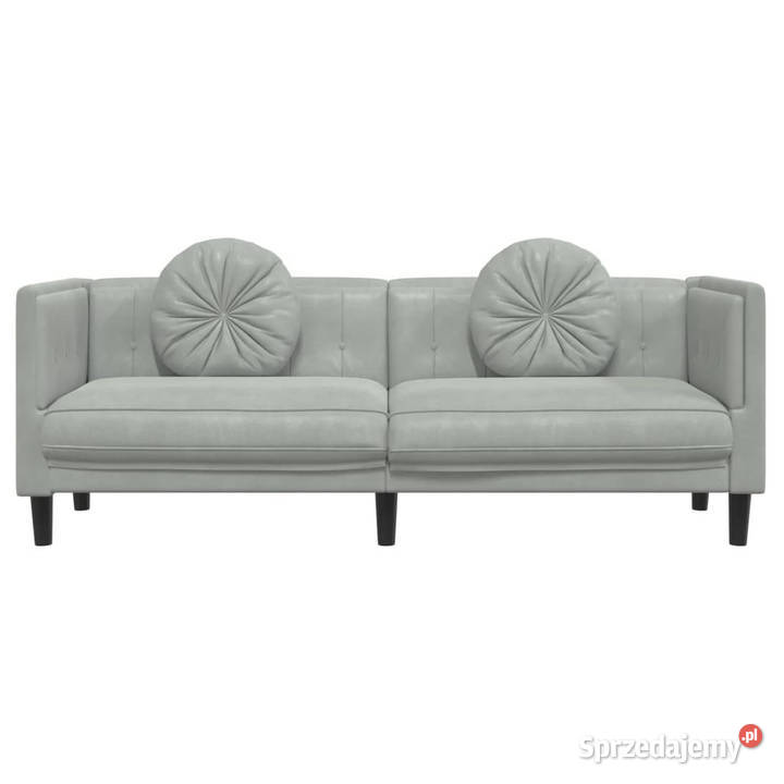 Sofa 3osobowa z poduszkami jasnoszara aksamit Warszawa