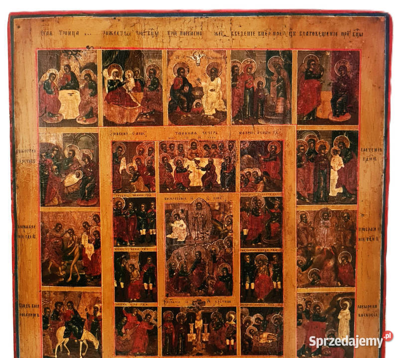 Ikona Prazdniki dodatkowe sceny XIX wiek 0345 Warszawa