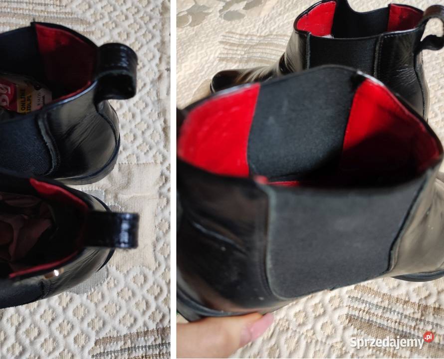 sztyblety botki skórzane skórkowe lakierowane 23.7cm Kielce