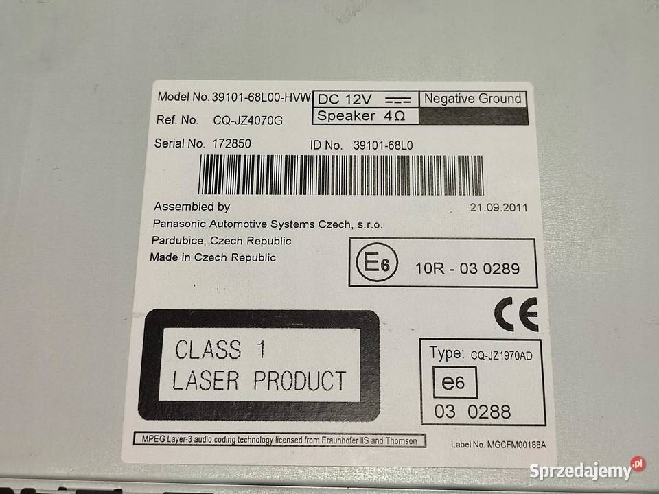 RADIOODTWARZACZ CD SUZUKI SWIFT V 20102017 NOWY