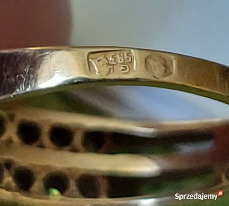 Pierścionek Damski Żółte Złoto 585 14k Cyrkonie złote