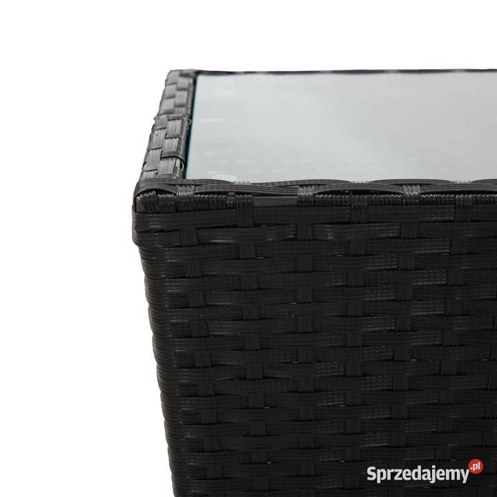 Stolik herbaciany czarny 415x415x43 rattan PE i mazowieckie