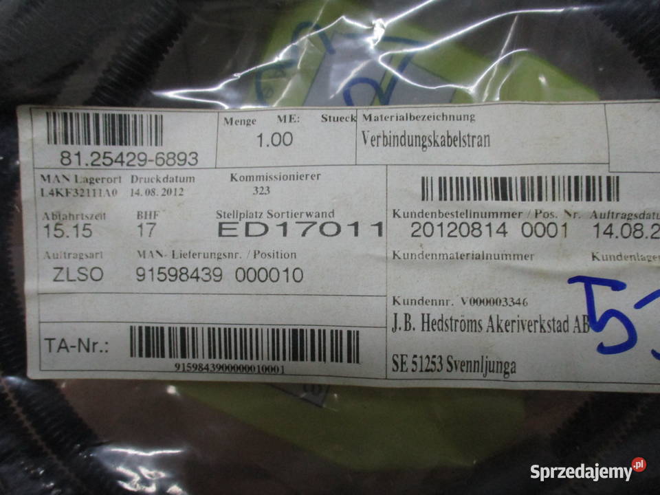 Przewód przyłączeniowy czujnika zużycia klocków Mogilno