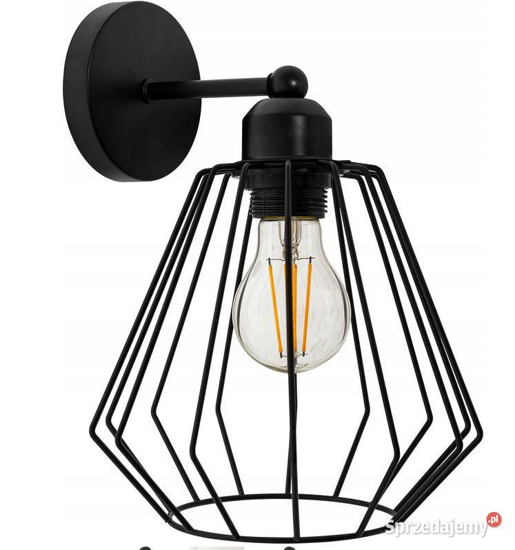 KINKIET LAMPA ścienna LOFT EDISON Diament Czarna Oświetlenie