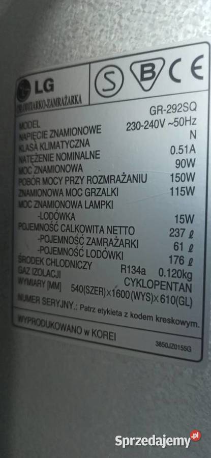 Lodówko zamrażarka LG 61cm Skoczów