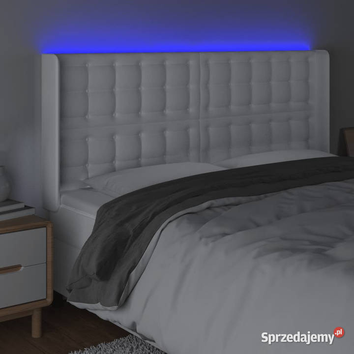 Zagłówek do łóżka z LED biały 163x16x118128 mazowieckie Warszawa
