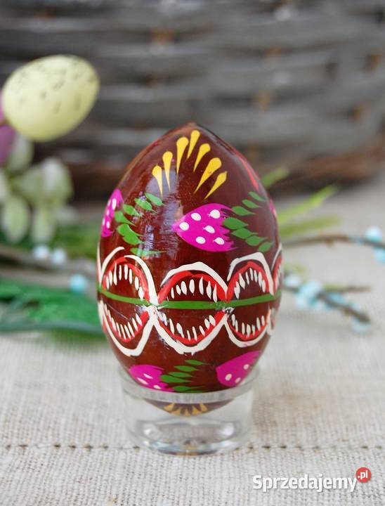 Stara pisanka drewniana malowana Ukraina 65 wielokolorowy Lublin