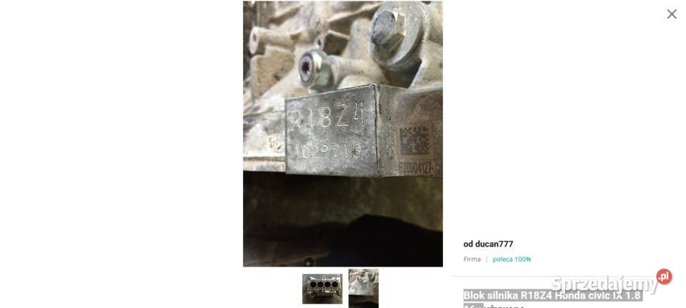 Blok silnika R18Z4 Honda civic IX 18 16v Jelcz-Laskowice