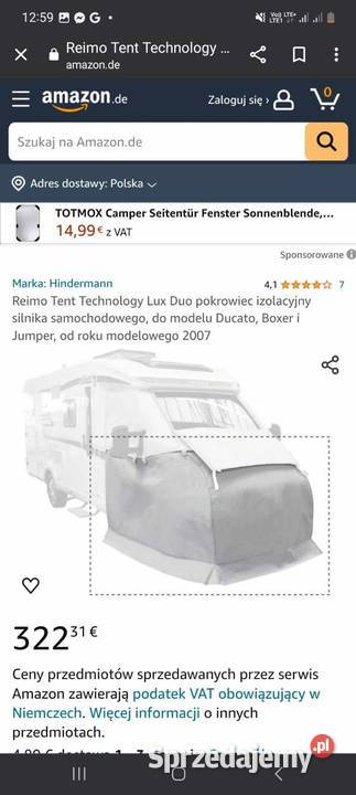 Fiat Ducato Camper blenda przeciwsłoneczna NOWA Łódź sprzedam