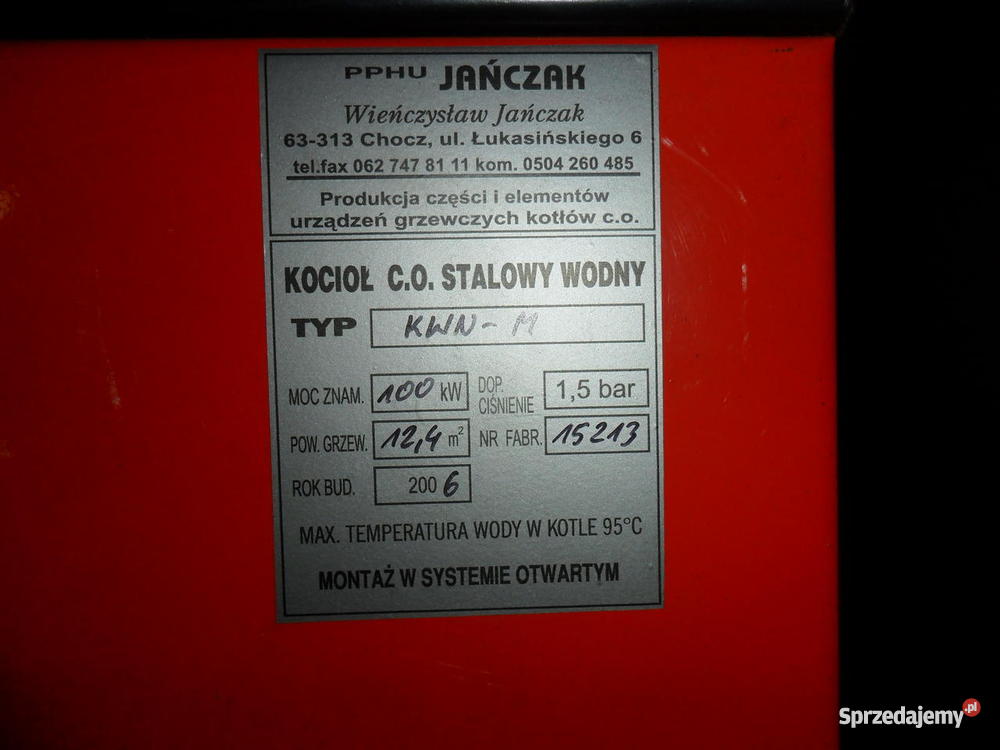 Kocioł Wodny CO moc 100 kW Krotoszyn