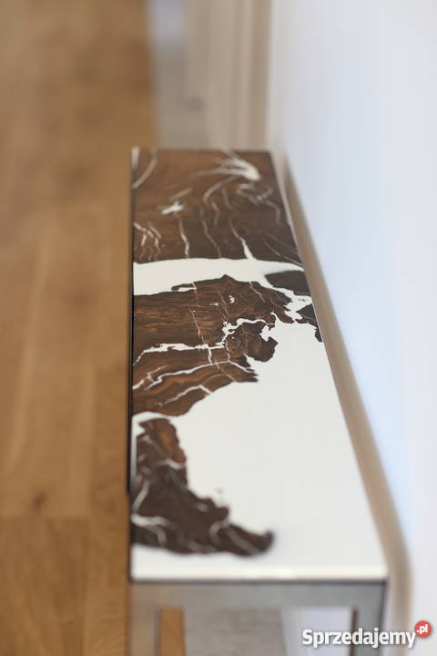 Konsola czarny dąb stół biały epoksyd żywica Warszawa