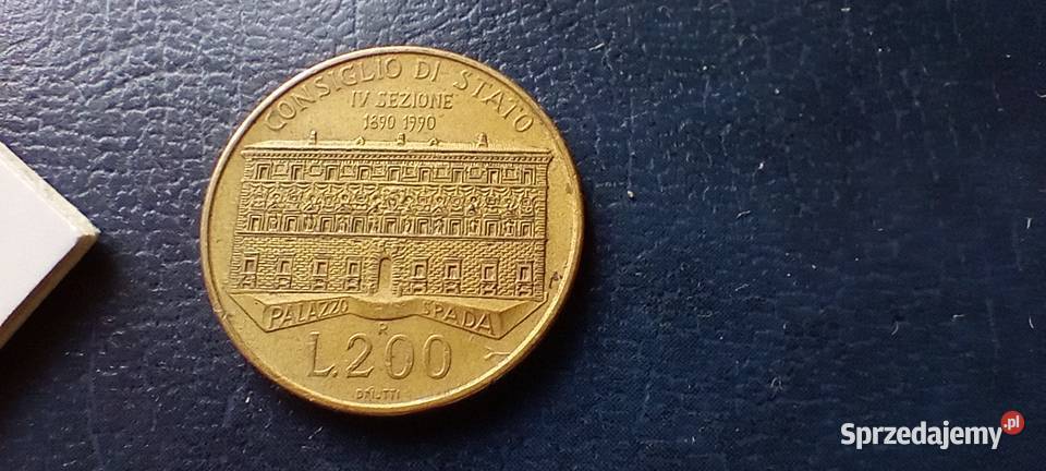 Stare monety 200 lir 1990 Włochy Numizmatyka podkarpackie Lesko