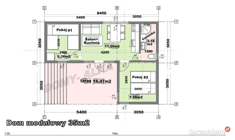 Dom modułowy całoroczny bez pozwolenia 3496m2