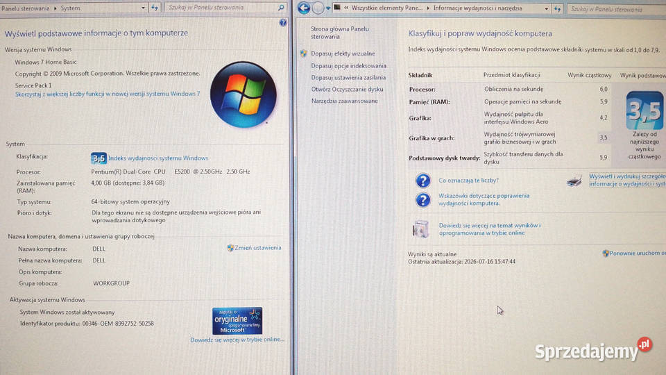 Dell Optiplex 760 2x 25GHz 4GB 500GB Win7 Win10 Olsztyn