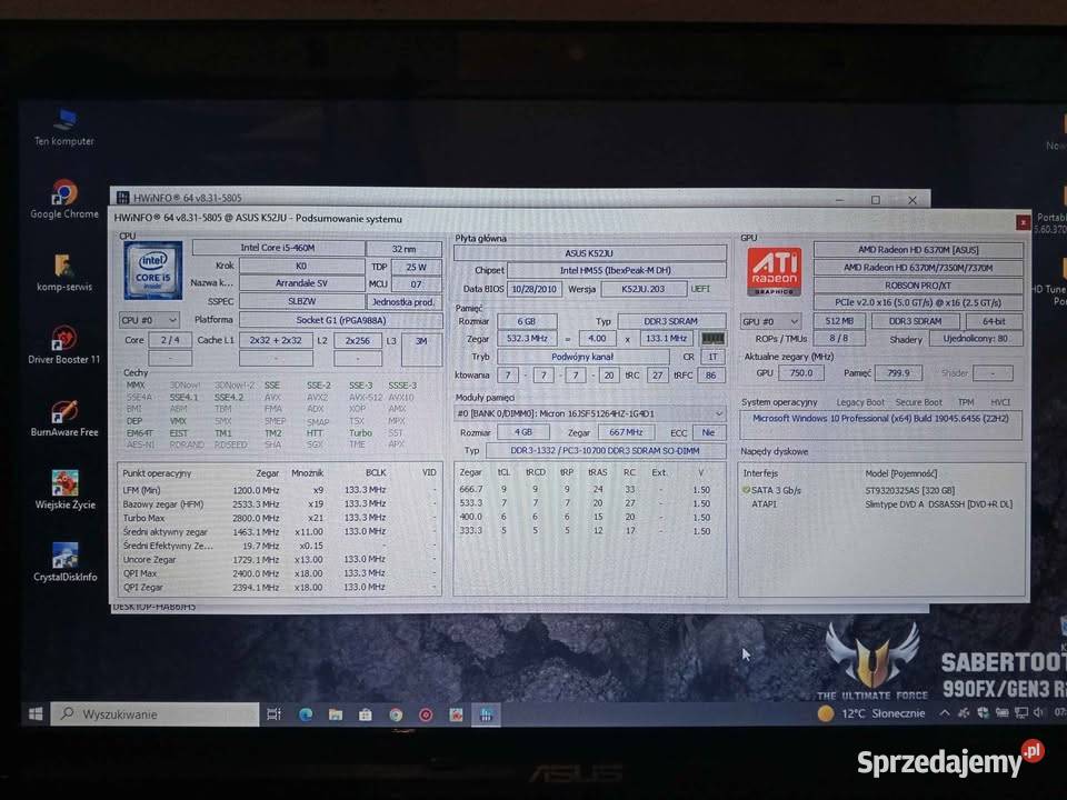 Laptop Asus 156 zadbany sprawny z DVD Szarlota