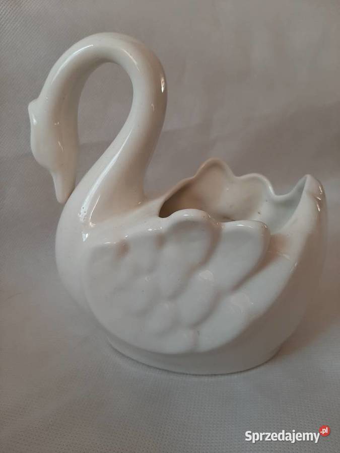 Uroczy porcelanowy łabędź z miejscem na kujawsko-pomorskie Inowrocław