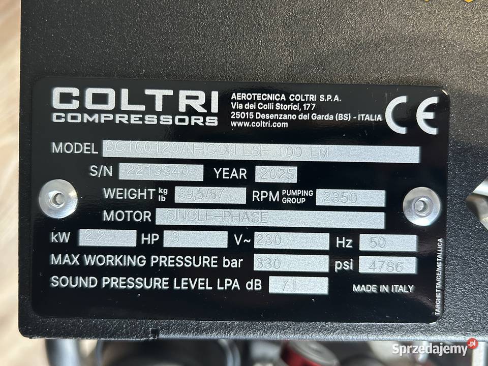 Kompresor Sprężarka Coltri ICON MCH6 1 faz 230V Zawiercie sprzedam