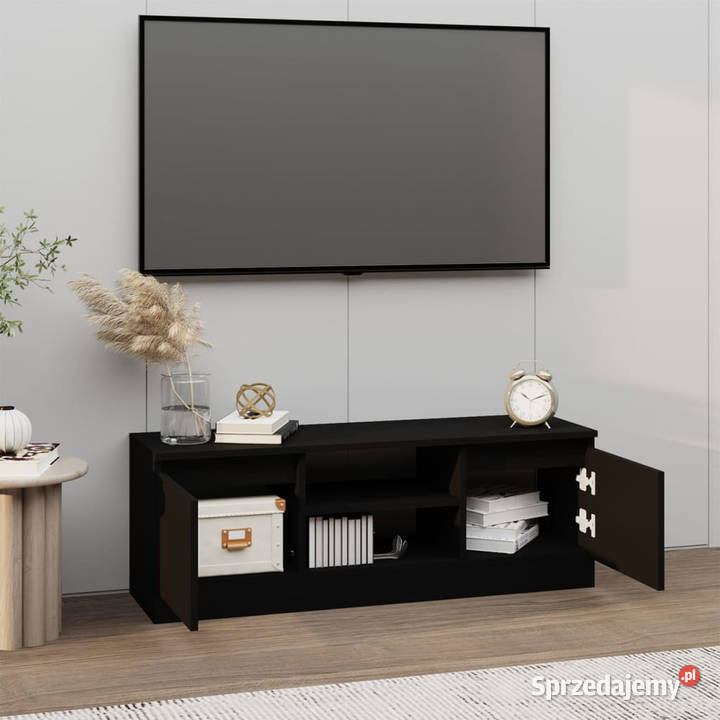 Szafka pod TV z drzwiczkami czarna 102x30x36 Warszawa