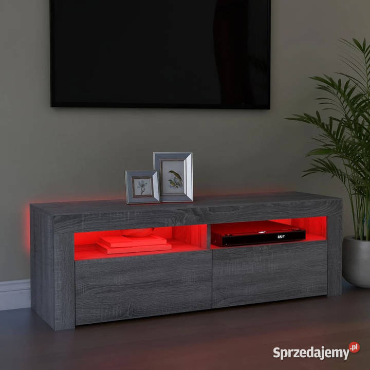 Szafka pod TV z LED szary dąb sonoma 120x35x40 Meble Warszawa