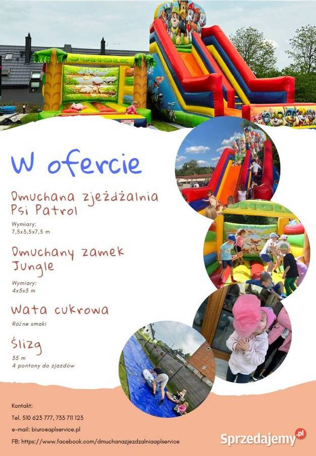Wynajem Dmuchanej zjeżdżalnizamekwata cukrowa małopolskie Kraków