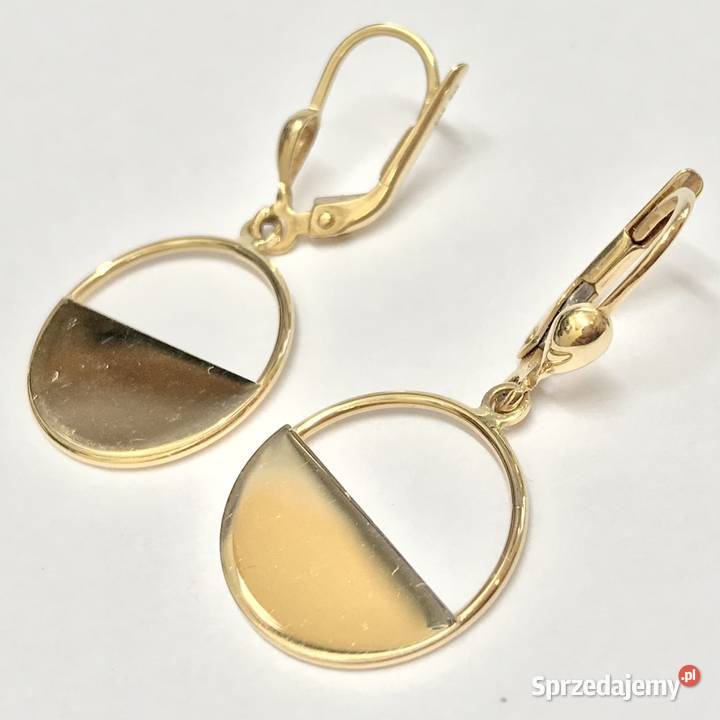 Złote kolczyki 585 14K HalfMoon minimalistyczne złoto Warszawa