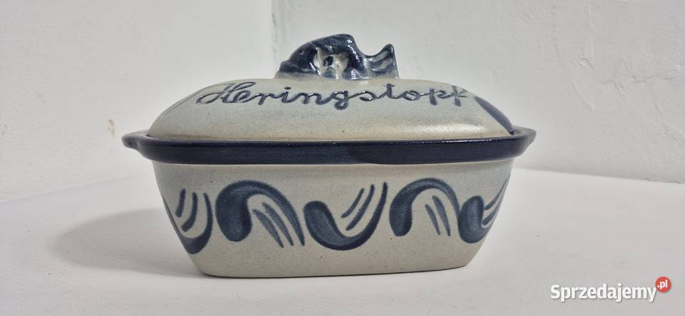 Stylowy ceramiczny garnek na śledzie HERINGSTOPF lubelskie Biłgoraj