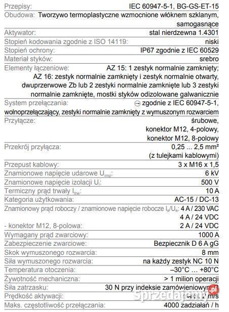 Wyłącznik bezpieczeństwa Schmersal AZ 1602ZVRK Poznań
