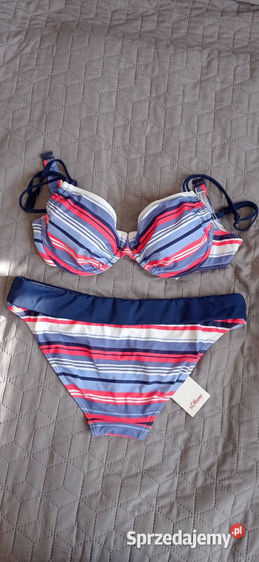 Bikini sOliver 38 B w paski granatczerwonybiały dwuczęściowe Moda i Styl mazowieckie Warszawa