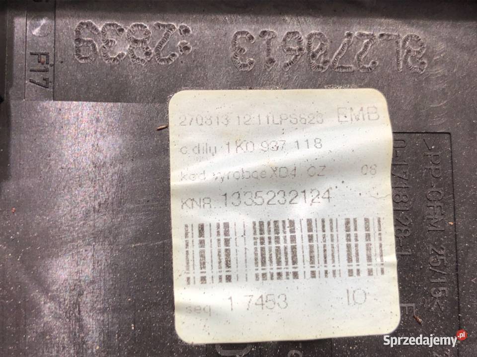 SKRZYNKA BEZPIECZNIKÓW SKODA YETI 1K0937629A Skrzynki bezpieczników