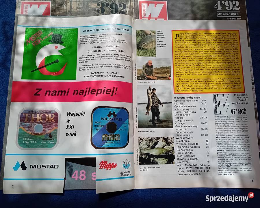 Miesiecznik Wiadomości Wędkarskie rocznik 1992 Koźminek