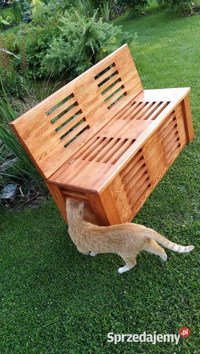 Skrzynia ze składanym odchylonym oparciem ławka