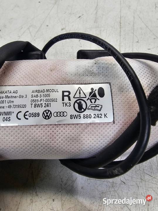PODUSZKA FOTELA PRAWA AUDI A4 B9 A5 8W Poduszki powietrzne Przystajń