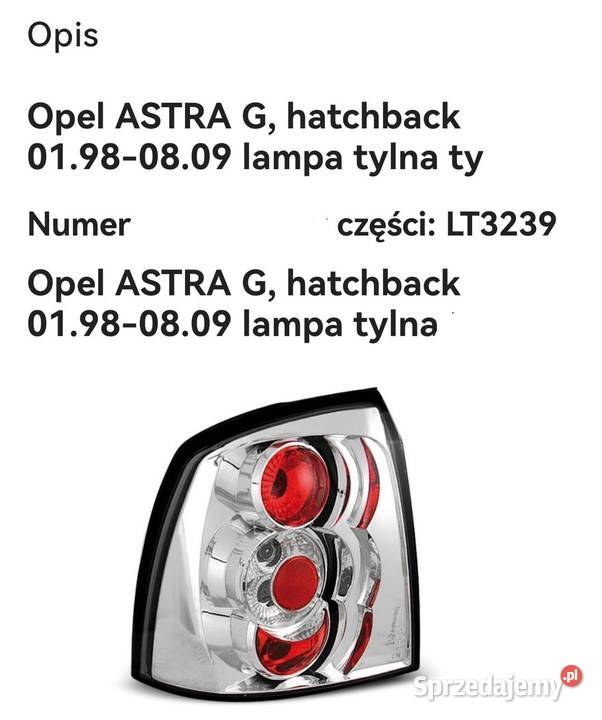 Opel Astra lampa tylna Nowy Sącz