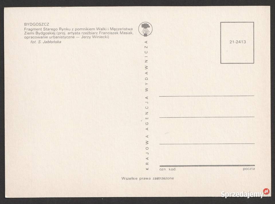 BYDGOSZCZ STARY RYNEK POMNIK BEZ OBIEGU Łódź