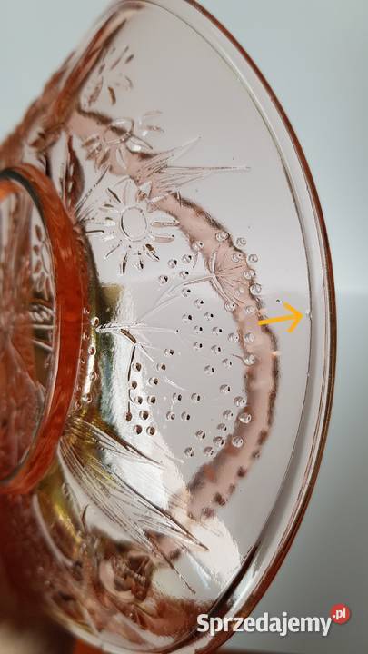 Koszyczek Łączka Ząbkowice kolorowe szkło PRL Porcelana i szkło śląskie