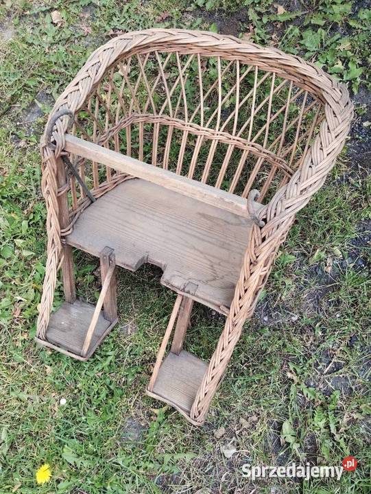 wiklinowy fotelik na rower dziecka przedni PRL Nędza