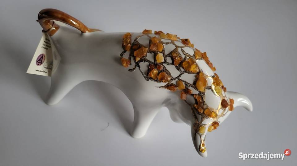 Byk Figurka Byczek ceramiczny ręcznie malowany Sierakowice