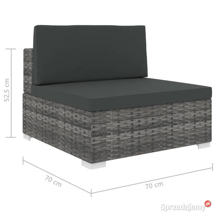 Środkowa sofa z poduszką 1 polirattan szara Warszawa