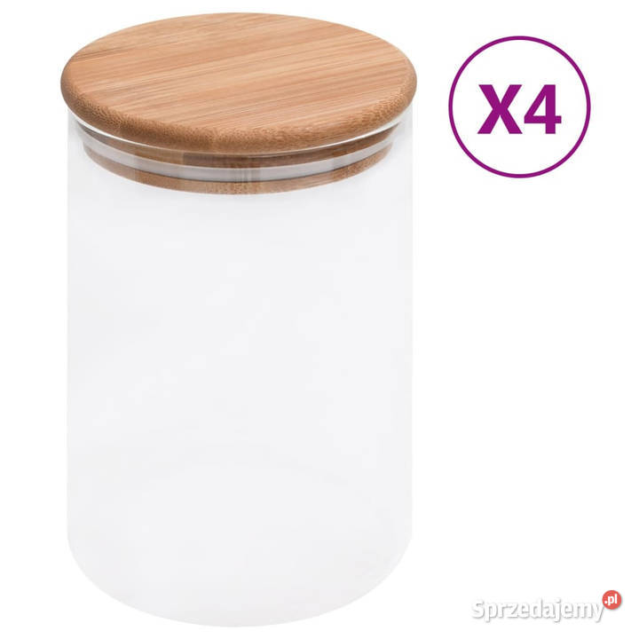 Szklane słoje z bambusową pokrywką 4 800 ml