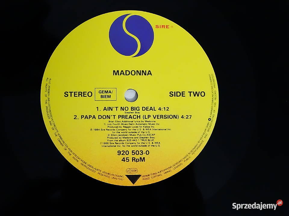 Madonna Papa Dont Preach Extended Version winyl