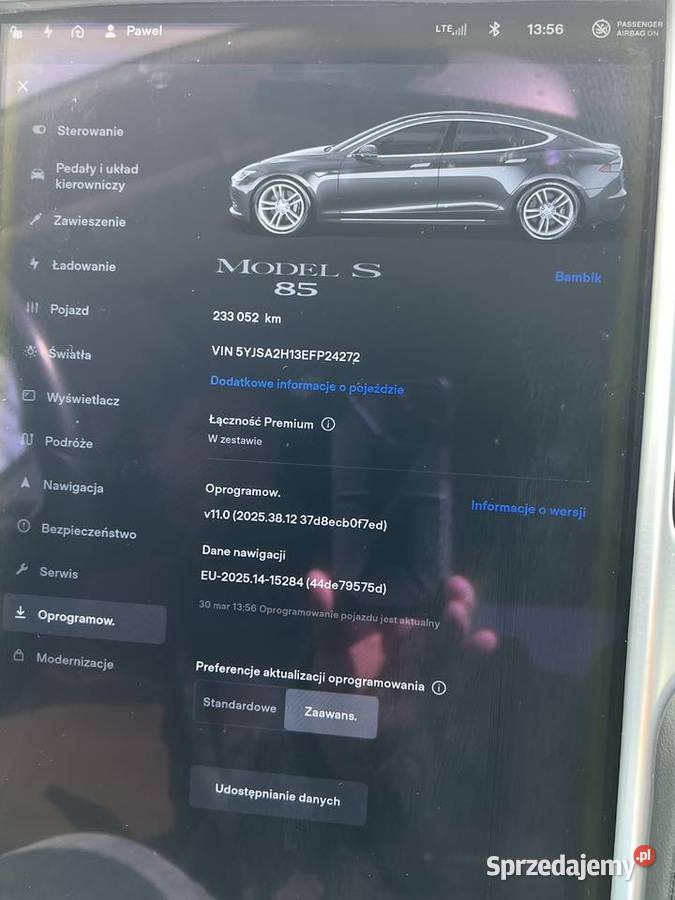 Tesla Model S 85 2014 darmowe ładowanie Szczebrzeszyn sprzedam