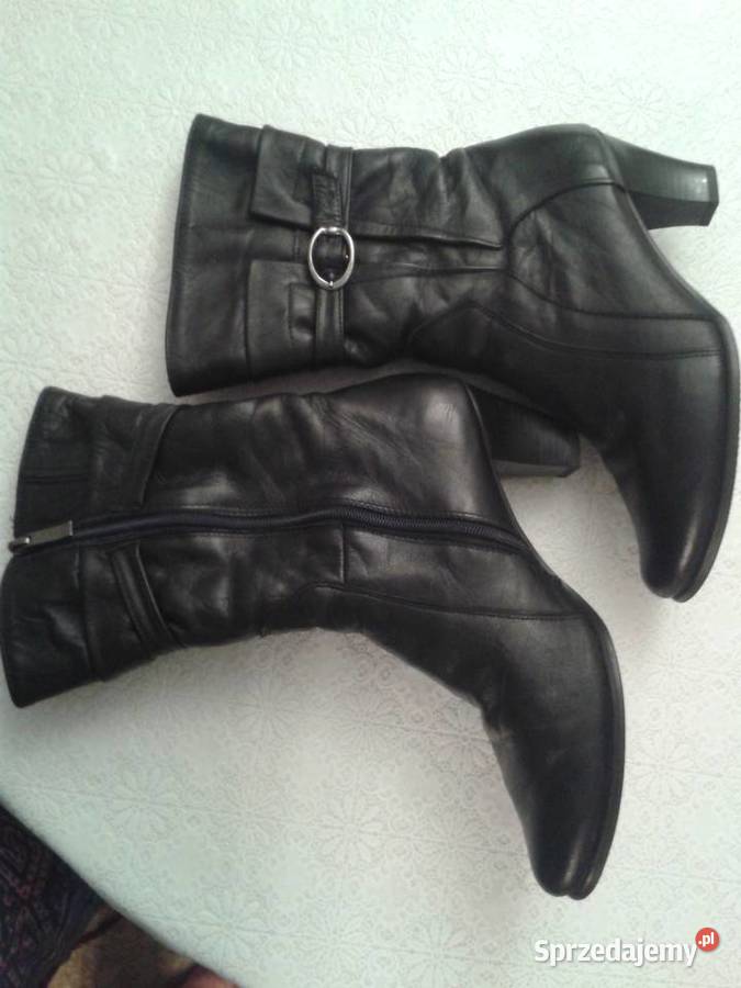 Kozaczki damskie całe z naturalnej skóry rozmiar Kozaki Moda i Styl Dębica