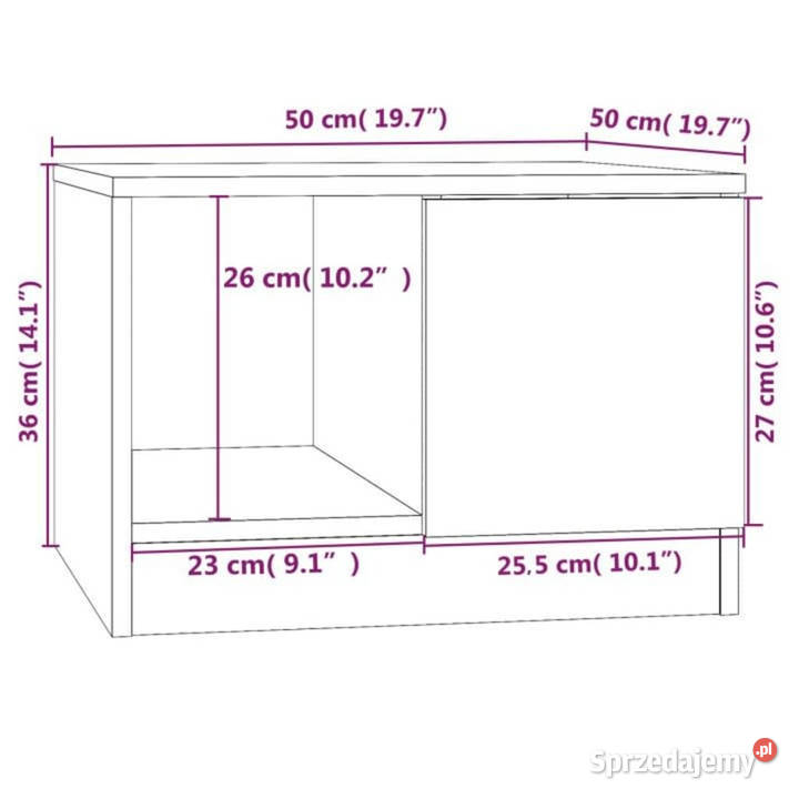 Stolik kawowy brązowy dąb 50x50x36 materiał Warszawa