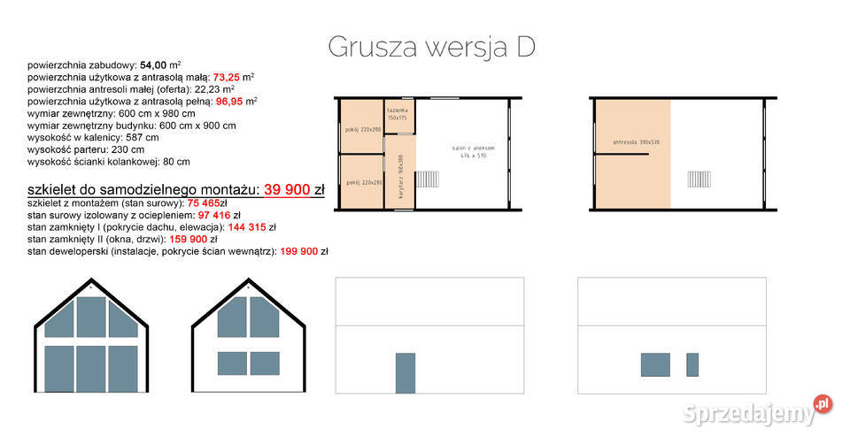 Dom szkielet do samodzielnego montażu Dom z Zaborze