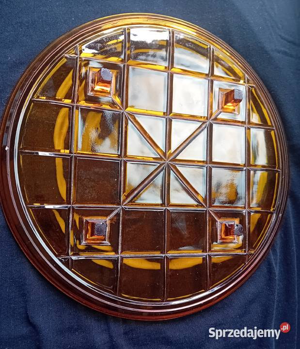 Duża miodowa taca art deco na 4 nóżkach Pierwsza