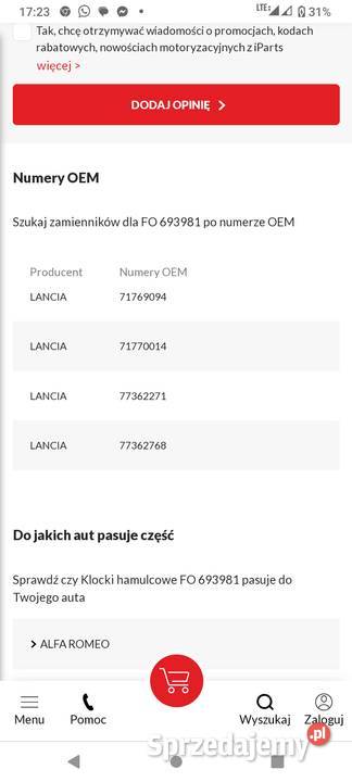 Klocki hamulcowe format Bosch oem 0986424594 Wrocław